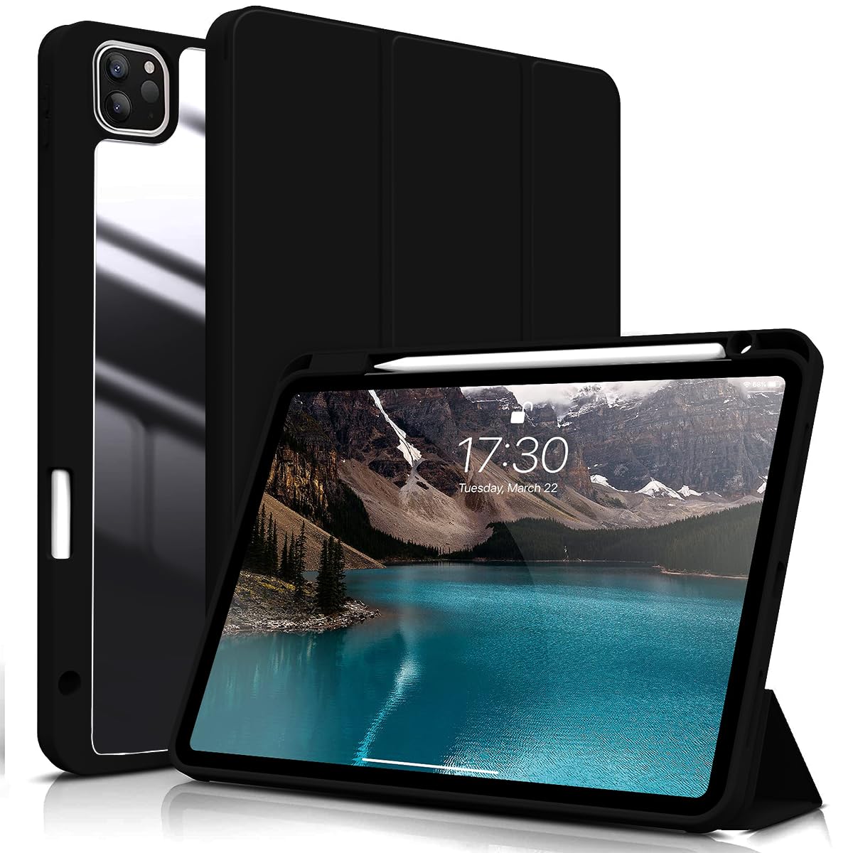ZORBES Protective Cover for iPad Pro 11 Inches (2022 2021 2020 2018, 4th 3rd 2nd 1st Generation) 2 in 1 Transparent iPad Cover with Pencil Holder & Folding Stand Ultra Slim Fashion iPad Case ZORBES Protective Cover for iPad Pro 11 Inches (2022 2021 2020 2018, 4th 3rd 2nd 1st Generation) 2 in 1 Transparent iPad Cover with Pencil Holder & Folding Stand Ultra Slim Fashion iPad Case